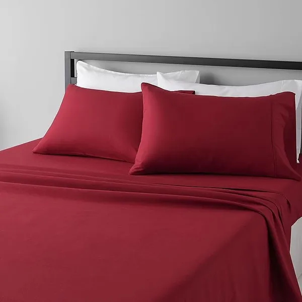 Red_Microfiber_Solid_Fitted_With_1_Double_Bedsheet_|_(72*78)_&_2_Pillow_Covers_(18*28)