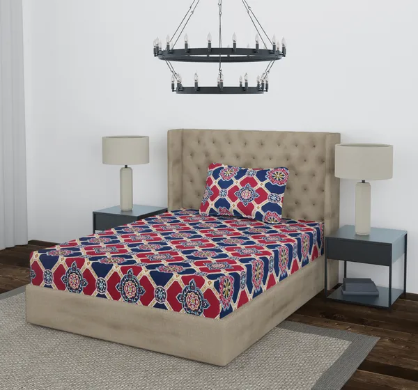 Red_Chhakri_Single_Fitted_Microfiber_With_1_Single_Bedsheet_|_(36*78)_&_1_Pillow_Cover_(18*28)