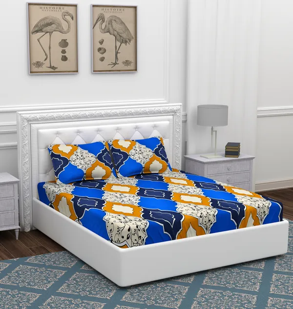 Crystal_Blue_Damas_Microfiber_With_1_Double_Bedsheet_|_(90*90)_&_2_Pillow_Covers_(18*28)