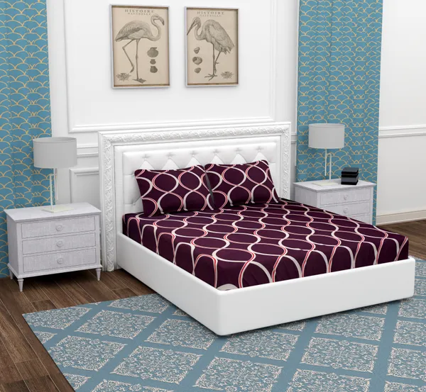 Maroon_Gola_Microfiber_With_1_Double_Bedsheet_|_(90*95)_&_2_Pillow_Covers_(18*28)