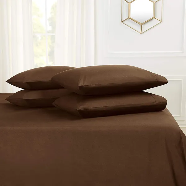 Brown_Solid_Microfiber_With_1_Double_Bedsheet_|_(90*95)_&_2_Pillow_Covers_(18*28)