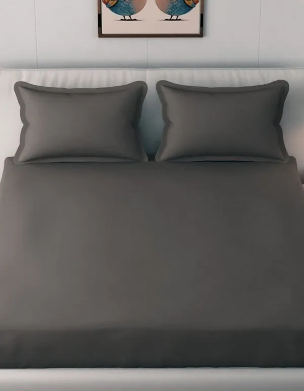 Dark_Grey_Microfiber_Solid_Fitted_With_1_Double_Bedsheet_|_(72*78)_&_2_Pillow_Covers_(18*28)