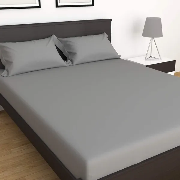 Dark_Grey_Microfiber_Solid_Fitted_With_1_Double_Bedsheet_|_(72*78)_&_2_Pillow_Covers_(18*28)