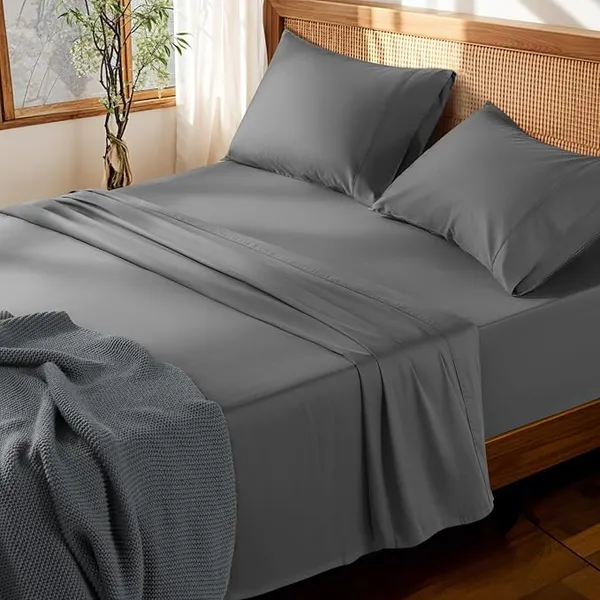 Dark_Grey_Microfiber_Solid_Fitted_With_1_Double_Bedsheet_|_(72*78)_&_2_Pillow_Covers_(18*28)