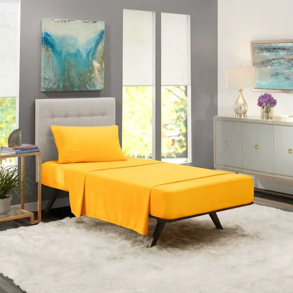 Yellow_Single_Solid_Microfiber_With_1_Single_Bedsheet_|_(60*90)_&_1_Pillow_Cover_(18*28)