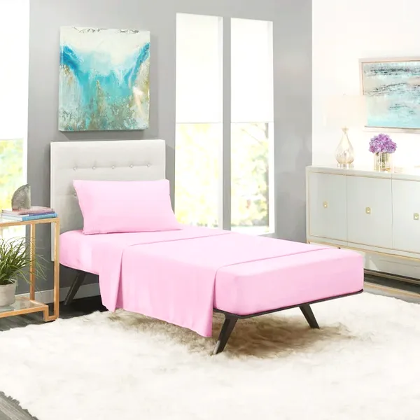 Rosepink_Single_Solid_Fitted_Microfiber_With_1_Single_Bedsheet_|_(36*78)_&_1_Pillow_Cover_(18*28)