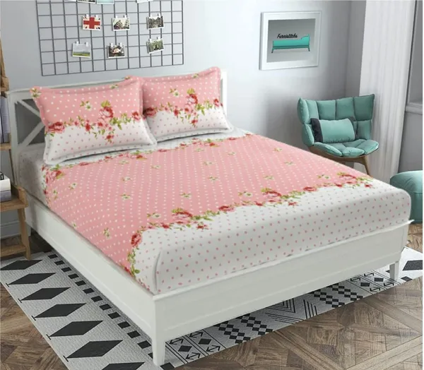 Pink_Dot_Microfiber_With_1_Double_Bedsheet_|_(90*95)_&_2_Pillow_Covers_(18*28)