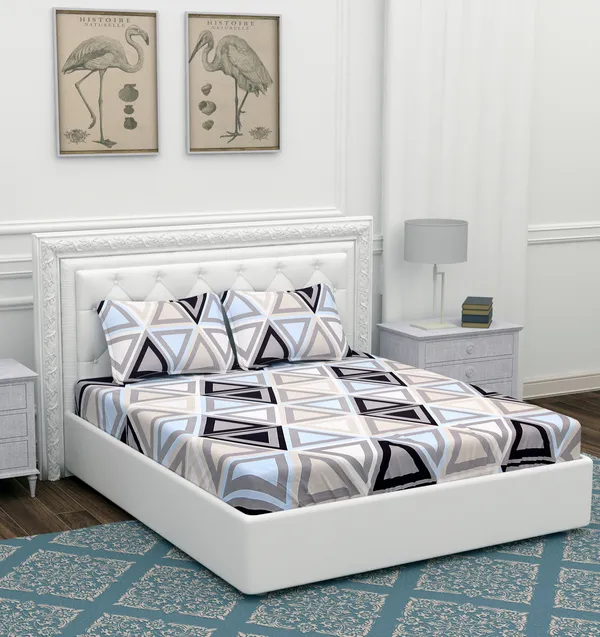 Crystal_Cream_Triangle_Microfiber_With_1_Double_Bedsheet_|_(90*90)_&_2_Pillow_Covers_(18*28)