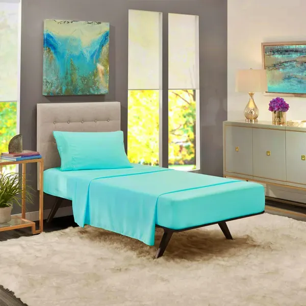 Aqua_Single_Solid_Fitted_Microfiber_With_1_Single_Bedsheet_|_(36*78)_&_1_Pillow_Cover_(18*28)