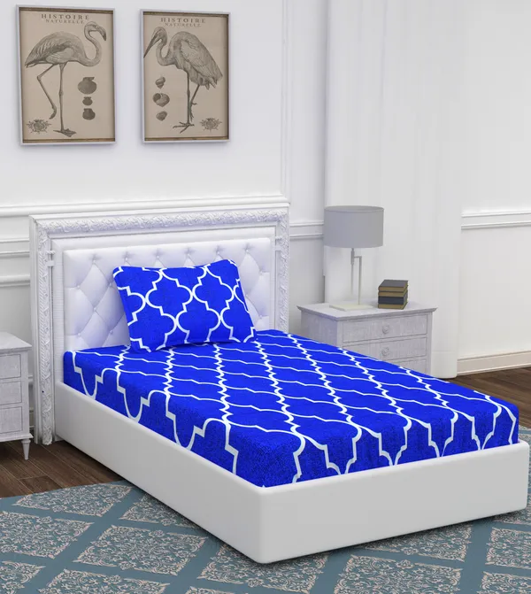 Blue_White_Line_Single_Microfiber_With_1_Single_Bedsheet_|_(60*90)_&_1_Pillow_Cover_(18*28)
