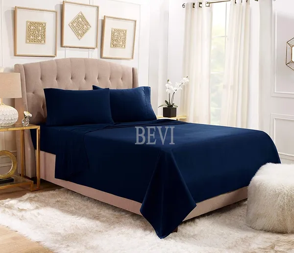 Navy_Solid_Microfiber_With_1_Double_Bedsheet_|_(90*95)_&_2_Pillow_Covers_(18*28)