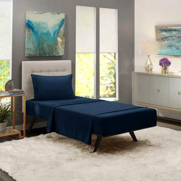 Navy_Single_Solid_Microfiber_With_1_Single_Bedsheet_|_(60*90)_&_1_Pillow_Cover_(18*28)