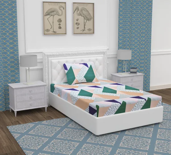Green_Triangle_Single_Microfiber_With_1_Single_Bedsheet_|_(60*90)_&_1_Pillow_Cover_(18*28)