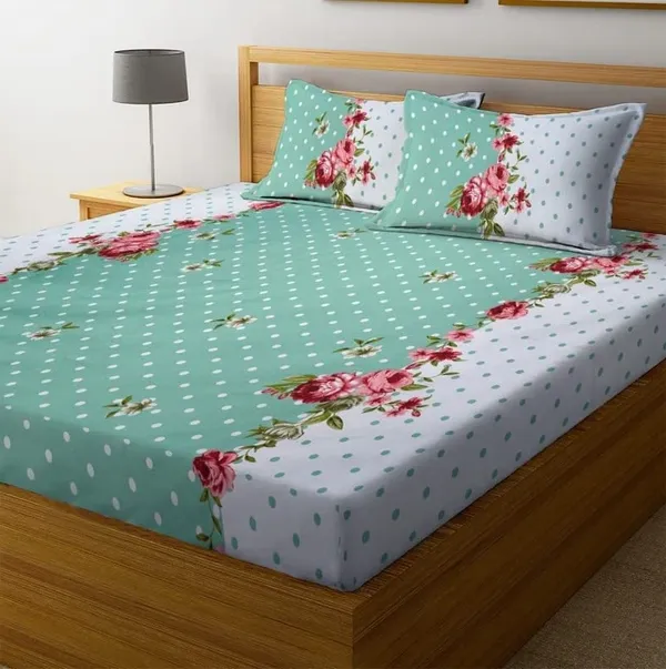 Green_Dot_Fitted_Microfiber_With_1_Double_Bedsheet_|_(72*78)_&_2_Pillow_Covers_(18*28)
