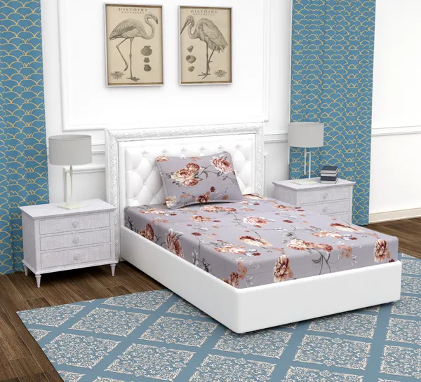Grey_Pink_Flower_Single_Microfiber_With_1_Single_Bedsheet_|_(60*90)_&_1_Pillow_Cover_(18*28)
