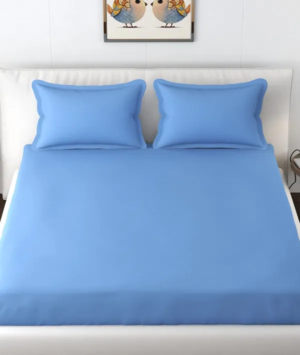 Light_Blue_Microfiber_Solid_Fitted_With_1_Double_Bedsheet_|_(72*78)_&_2_Pillow_Covers_(18*28)