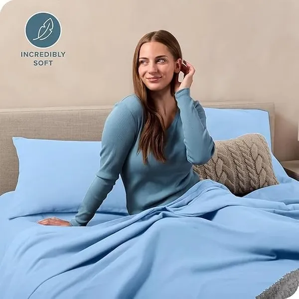 Light_Blue_Microfiber_Solid_Fitted_With_1_Double_Bedsheet_|_(72*78)_&_2_Pillow_Covers_(18*28)
