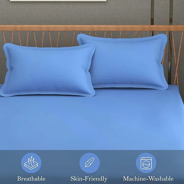 Light_Blue_Microfiber_Solid_Fitted_With_1_Double_Bedsheet_|_(72*78)_&_2_Pillow_Covers_(18*28)