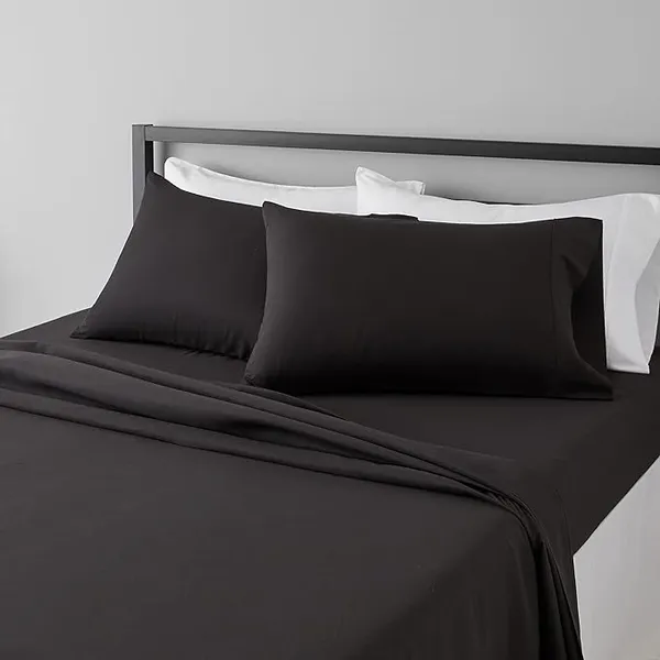 Black_Microfiber_Solid_Fitted_With_1_Double_Bedsheet_|_(72*78)_&_2_Pillow_Covers_(18*28)