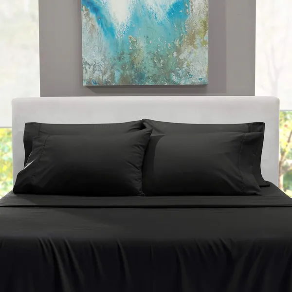 Black_Solid_Microfiber_With_1_Double_Bedsheet_|_(90*95)_&_2_Pillow_Covers_(18*28)