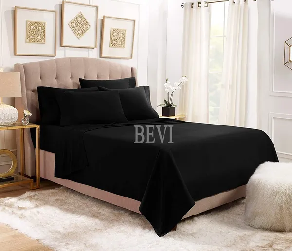 Black_Solid_Microfiber_With_1_Double_Bedsheet_|_(90*95)_&_2_Pillow_Covers_(18*28)