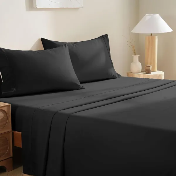 Black_Solid_Microfiber_With_1_Double_Bedsheet_|_(90*95)_&_2_Pillow_Covers_(18*28)