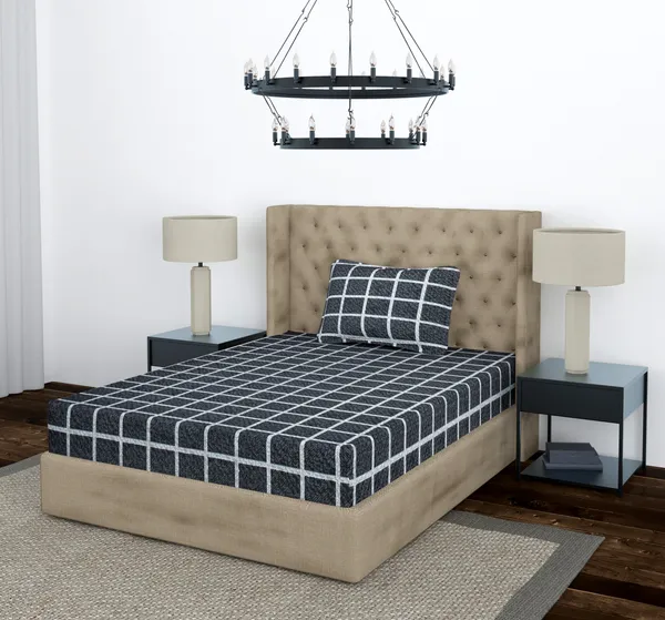 Black_Check_Single_Microfiber_With_1_Single_Bedsheet_|_(60*90)_&_1_Pillow_Cover_(18*28)
