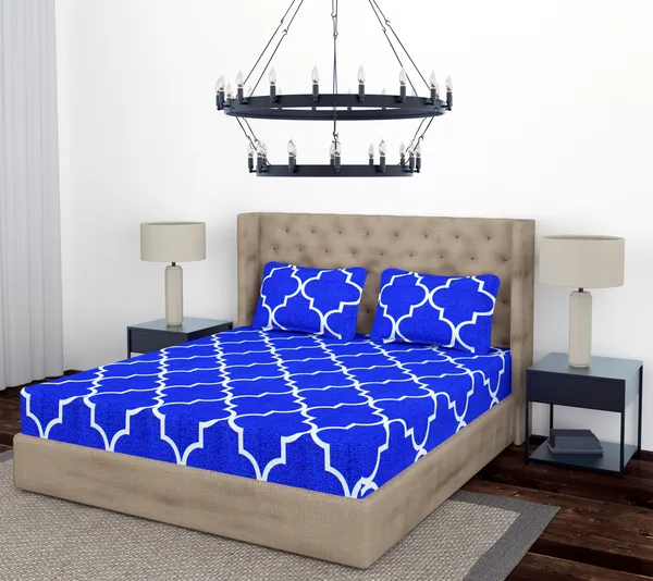 Blue_White_Line_Fitted_Microfiber_With_1_Double_Bedsheet_|_(72*78)_&_2_Pillow_Covers_(18*28)