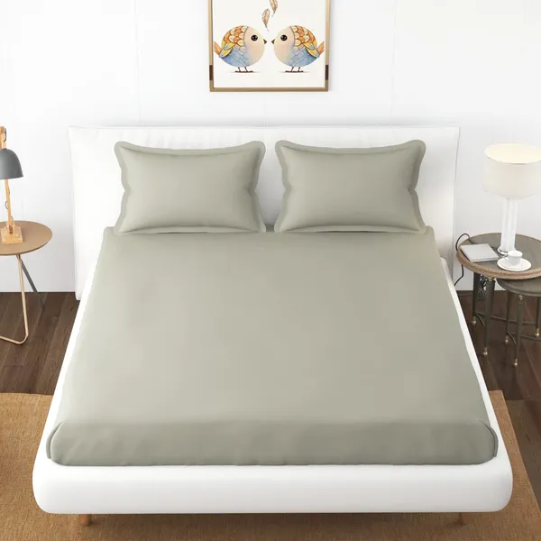 Grey_Microfiber_Solid_Fitted_With_1_Double_Bedsheet_|_(72*78)_&_2_Pillow_Covers_(18*28)