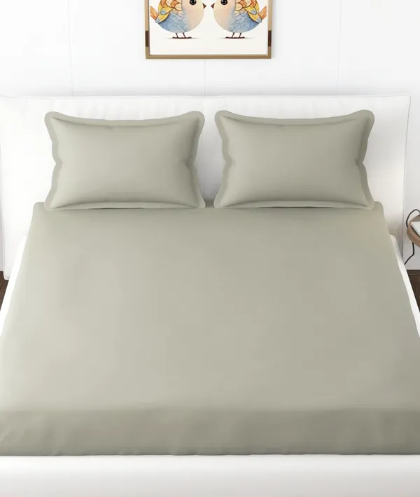 Grey_Microfiber_Solid_Fitted_With_1_Double_Bedsheet_|_(72*78)_&_2_Pillow_Covers_(18*28)