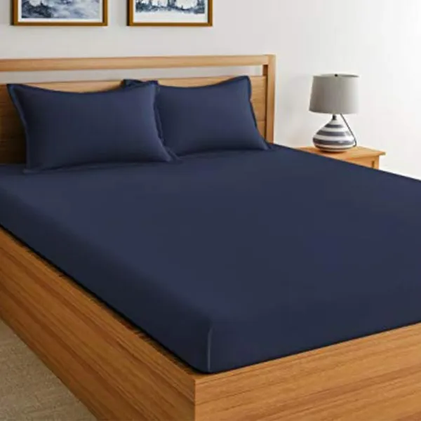 Navy_Microfiber_Solid_Fitted_With_1_Double_Bedsheet_|_(72*78)_&_2_Pillow_Covers_(18*28)