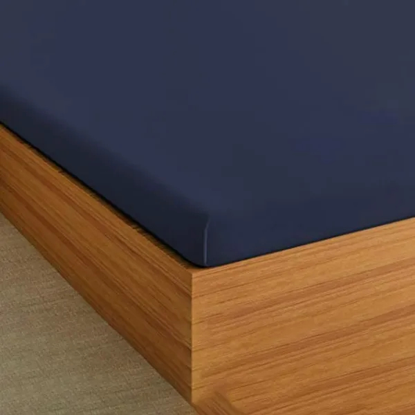 Navy_Microfiber_Solid_Fitted_With_1_Double_Bedsheet_|_(72*78)_&_2_Pillow_Covers_(18*28)