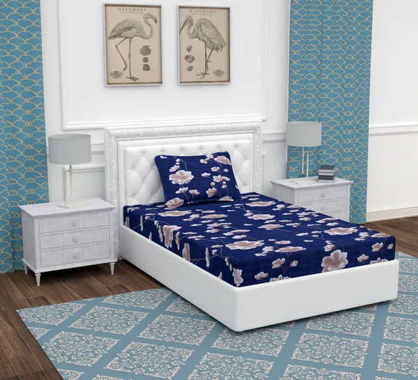 Blue_New_Flower_Single_Microfiber_With_1_Single_Bedsheet_|_(60*90)_&_1_Pillow_Cover_(18*28)
