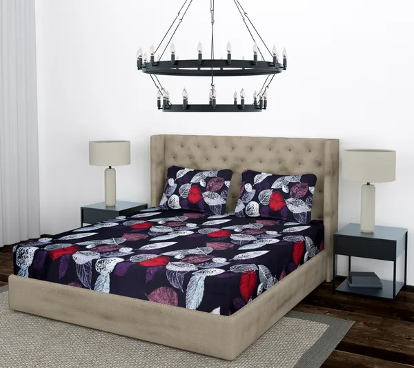 Black_Mix_Patta_Fitted_Microfiber_With_1_Double_Bedsheet_|_(72*78)_&_2_Pillow_Covers_(18*28)