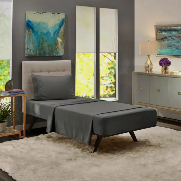 Dark_Grey_Solid_Single_Microfiber_With_1_Single_Bedsheet_|_(60*90)_&_1_Pillow_Cover_(18*28)