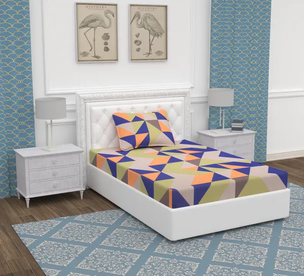Multi_Triangle_Single_Microfiber_With_1_Single_Bedsheet_|_(60*90)_&_1_Pillow_Cover_(18*28)
