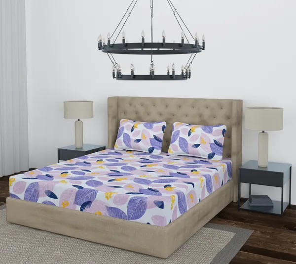 White_Mix_Patta_Fitted_Microfiber_With_1_Double_Bedsheet_|_(72*78)_&_2_Pillow_Covers_(18*28)