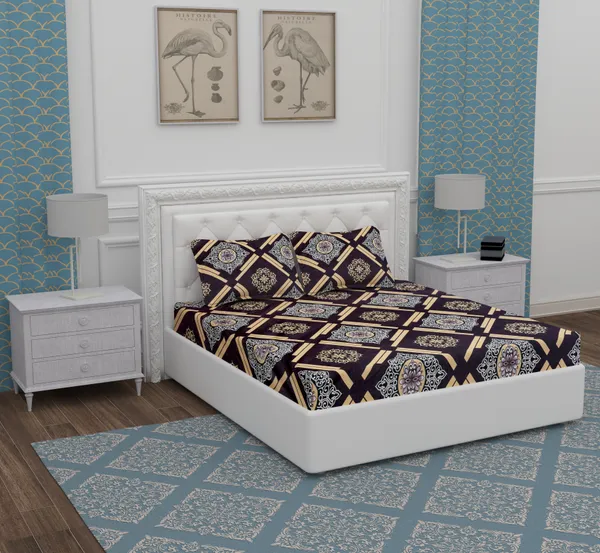 Brown_Golden_ASHley_Microfiber_With_1_Double_Bedsheet_|_(90*95)_&_2_Pillow_Covers_(18*28)