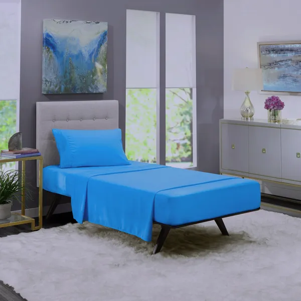 Light_Blue_Single_Fitted_Microfiber_With_1_Single_Bedsheet_|_(60*90)_&_1_Pillow_Cover_(18*28)
