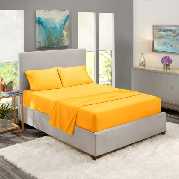 Yellow_Solid_Microfiber_With_1_Double_Bedsheet_|_(90*95)_&_2_Pillow_Covers_(18*28)