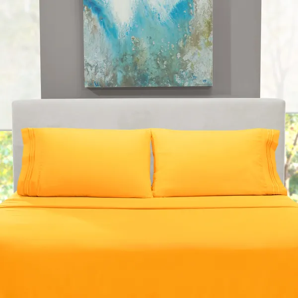 Yellow_Solid_Microfiber_With_1_Double_Bedsheet_|_(90*95)_&_2_Pillow_Covers_(18*28)
