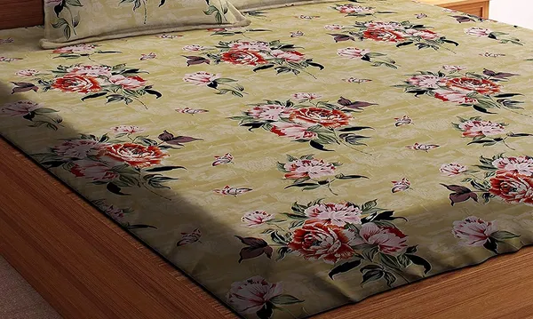 Beige_Pink_Flower_Microfiber_With_1_Double_Bedsheet_|_(90*95)_&_2_Pillow_Covers_(18*28)