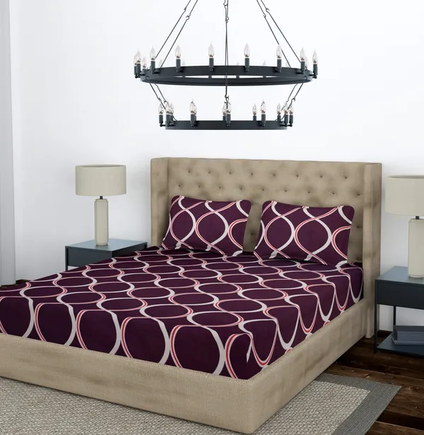 Maroon_Gola_Fitted_Microfiber_With_1_Double_Bedsheet_|_(72*78)_&_2_Pillow_Covers_(18*28)