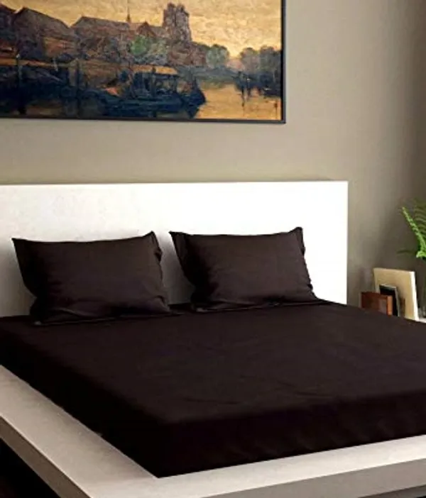 Dark_Brown_Microfiber_Solid_Fitted_With_1_Double_Bedsheet_|_(72*78)_&_2_Pillow_Covers_(18*28)
