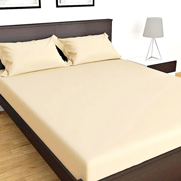 Ivory_Microfiber_Solid_Fitted_With_1_Double_Bedsheet_|_(72*78)_&_2_Pillow_Covers_(18*28)
