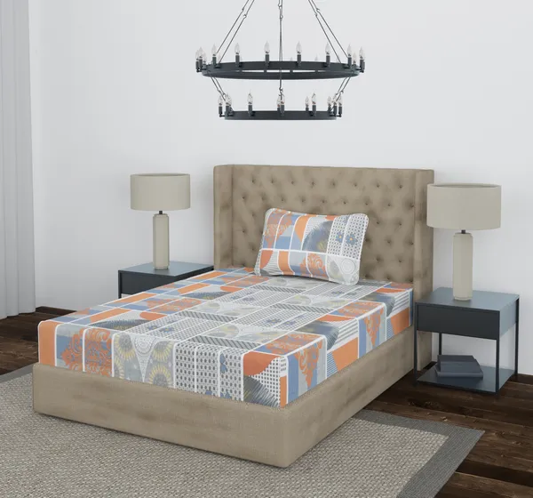 Grey_Check_Single_Fitted_Microfiber_With_1_Single_Bedsheet_|_(36*78)_&_1_Pillow_Cover_(18*28)
