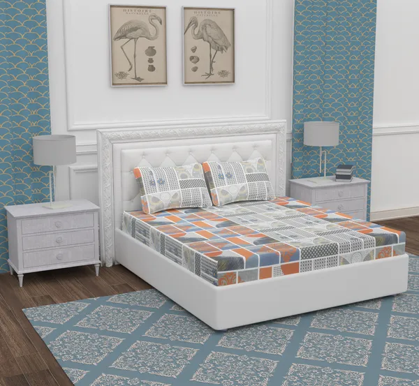 Grey_Check_Microfiber_With_1_Double_Bedsheet_|_(90*95)_&_2_Pillow_Covers_(18*28)