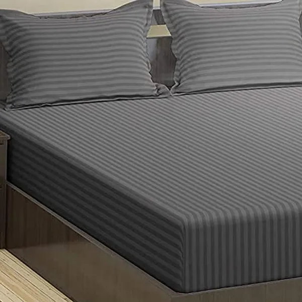 Dark_Grey_Stp_Fitted_Microfiber_With_1_Double_Bedsheet_|_(72*78)_&_2_Pillow_Covers_(18*28)