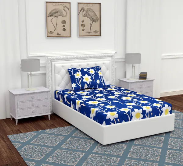 Blue_Yellow_Flower_Single_Microfiber_With_1_Single_Bedsheet_|_(60*90)_&_1_Pillow_Cover_(18*28)
