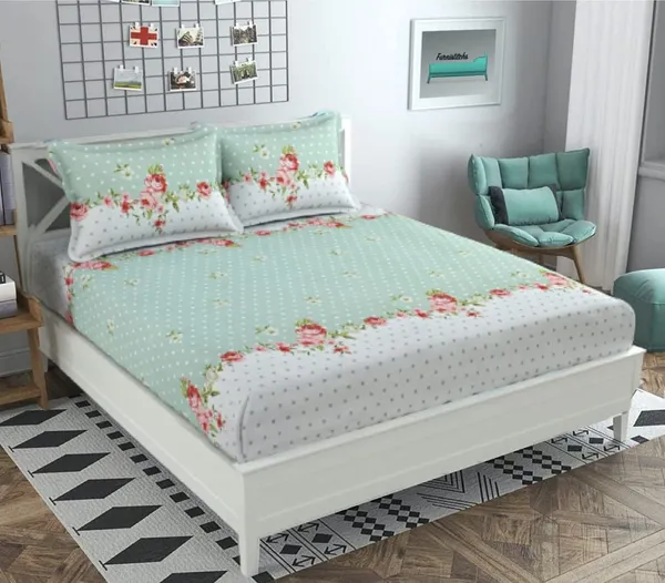 Green_Dot_Microfiber_With_1_Double_Bedsheet_|_(90*95)_&_2_Pillow_Covers_(18*28)